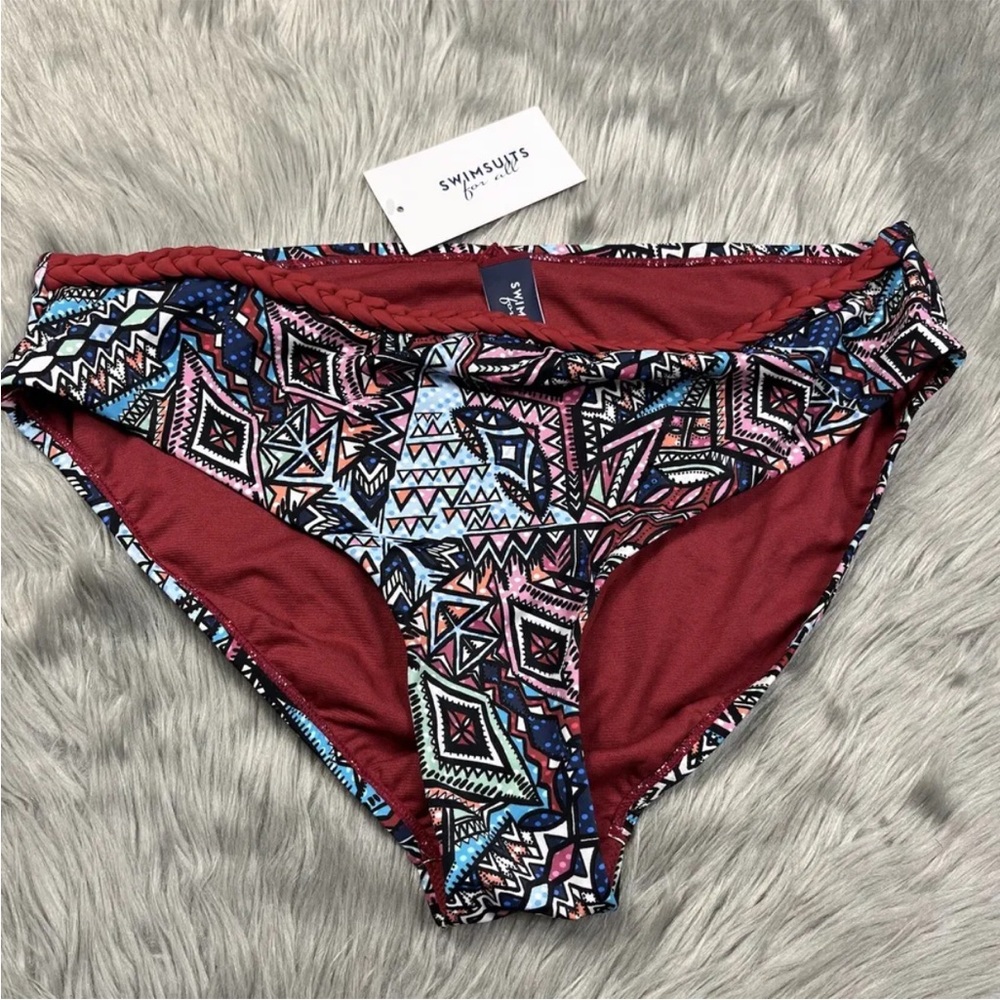 Swimsuits For All Multicolored Braided Swim Bottom Size 18